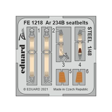Eduard Ar 234B seatbelts STEEL (Hobby 2000, Hasegawa)