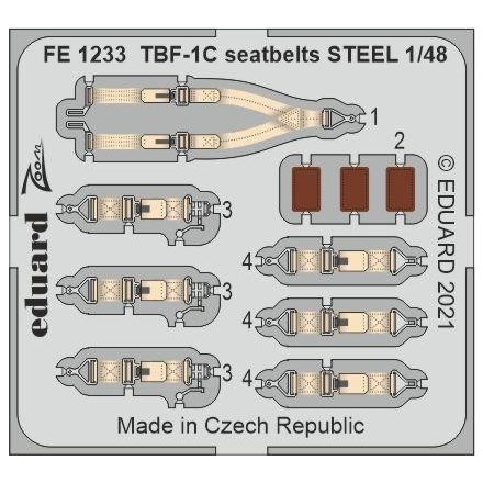 Eduard TBF-1C seatbelts STEEL (Academy)