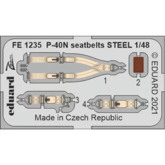 Eduard P-40N seatbelts STEEL, for ACADEMY fotómaratás