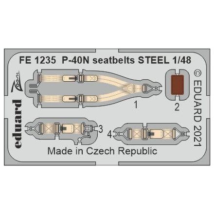 Eduard P-40N seatbelts STEEL (Academy)