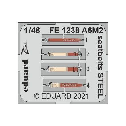 Eduard A6M2 seatbelts STEEL (Eduard)