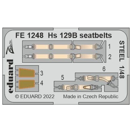 Eduard Hs 129B seatbelts STEEL (Hasegawa, Hobby 2000)