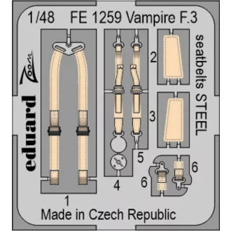 Eduard Vampire F.3 seatbelts STEEL for AIRFIX fotómaratás