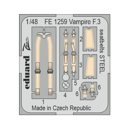 Eduard Vampire F.3 seatbelts STEEL (Airfix)