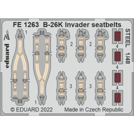 Eduard B-26K Invader seatbelts STEEL (ICM)