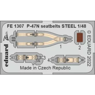 Eduard P-47N seatbelts STEEL for ACADEMY fotómaratás