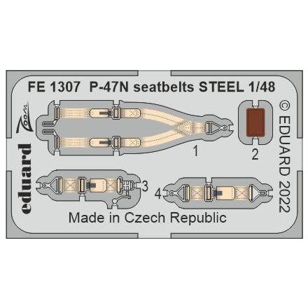 Eduard P-47N seatbelts STEEL (Academy)