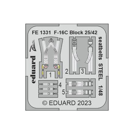 Eduard F-16C Block 25/42 seatbelts STEEL (Kinetic Model)