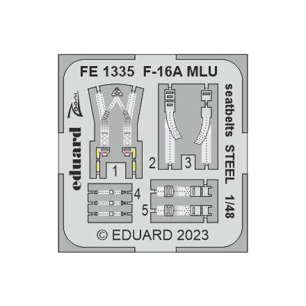 Eduard F-16A MLU seatbelts STEEL (Kinetic Model)