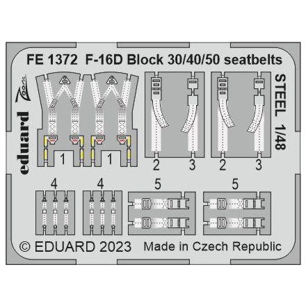 Eduard F-16D Block 30/40/50 seatbelts STEEL (Kinetic Model)