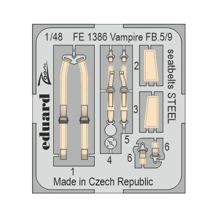 Eduard Vampire FB.5/9 seatbelts STEEL (Airfix)