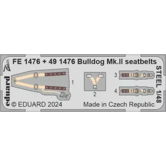 Eduard Bulldog Mk.II seatbelts STEEL fotómaratás
