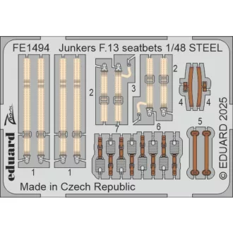 Eduard Junkers F.13 seatbelts STEEL MINIART fotómaratás