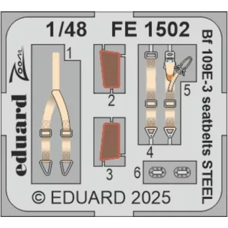 Eduard Bf 109E-3 seatbelts STEEL HOBBY BOSS fotómaratás