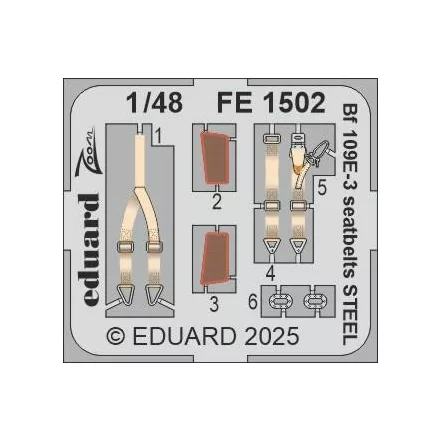 Eduard Bf 109E-3 seatbelts STEEL (Hobby Boss)