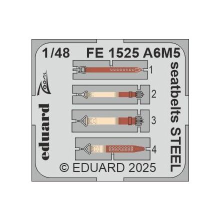 Eduard A6M5 seatbelts STEEL (Eduard)