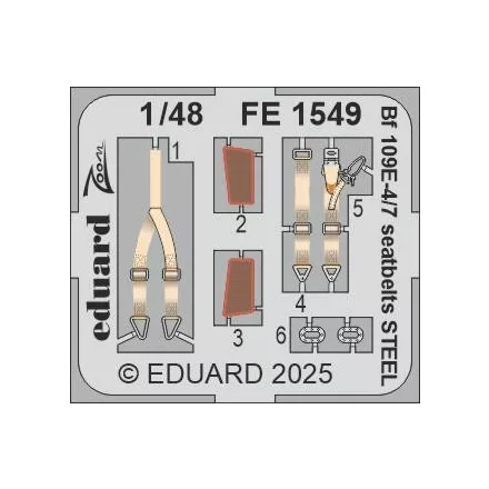 Eduard Bf 109E-4/7 seatbelts STEEL (Tamiya)