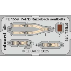 Eduard P-47D Razorback seatbelts STEEL (Miniart)