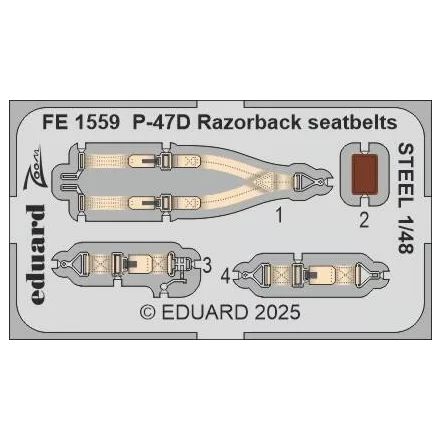 Eduard P-47D Razorback seatbelts STEEL (Miniart)