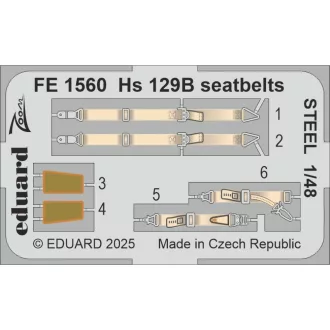 Eduard Hs 129B seatbelts STEEL for Takom fotómaratás
