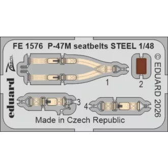 Eduard P-47M seatbelts STEEL for Miniart fotómaratás