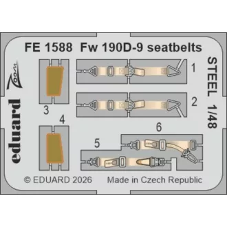 Eduard Fw 190D-9 seatbelts STEEL for Miniart fotómaratás