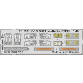 Eduard F-16I SUFA seatbelts STEEL (Kinetic Model)