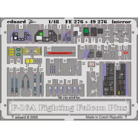 Eduard F-16A Plus interior (Hasegawa)