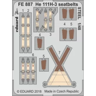 Eduard He 111H-3 seatbelts STEEL for ICM fotómaratás