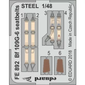 Eduard Bf 109G-6 seatbelts STEEL f.Tamiya fotómaratás