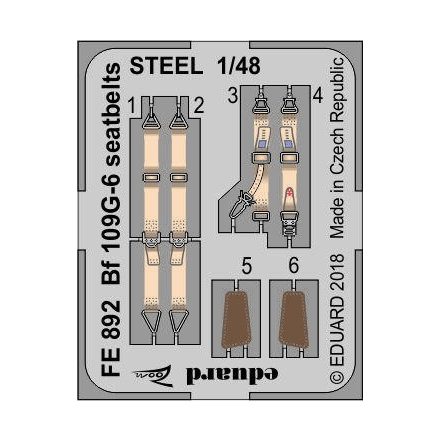 Eduard Bf 109G-6 seatbelts STEEL (Tamiya)