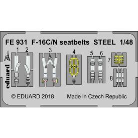 Eduard F-16C/ N seatbelts STEEL (Tamiya)