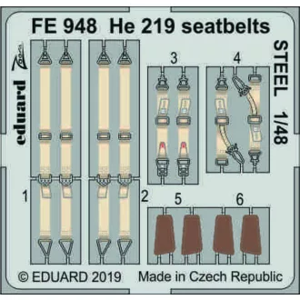 Eduard He 219 seatbelts STEEL for Tamiya fotómaratás
