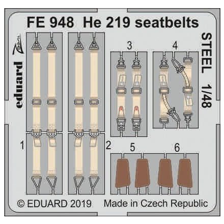 Eduard He 219 seatbelts STEEL (Tamiya)