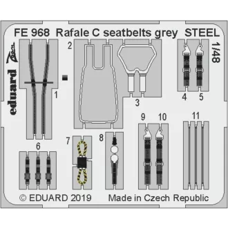 Eduard Rafale C seatbelts grey STEEL f.Revell fotómaratás