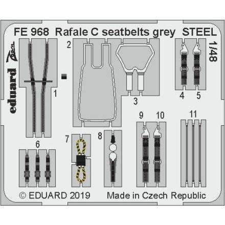 Eduard Rafale C seatbelts grey STEEL (Revell)