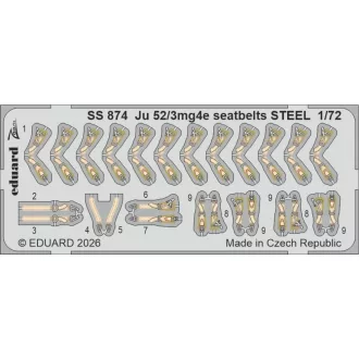 Eduard Ju 52/3mg4e seatbelts STEEL for Airfix fotómaratás