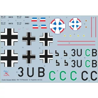   Exotic Decals Me 110 Razarac in Yugoslav service matrica készlet