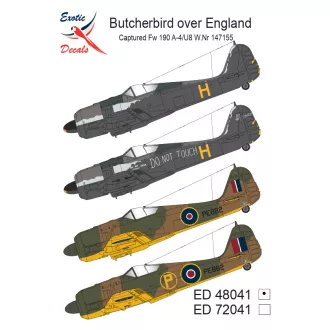  Exotic Decals Butcherbird over England - Captured Fw-190 A-4/U-8 Wr.Nr 47155 matrica készlet