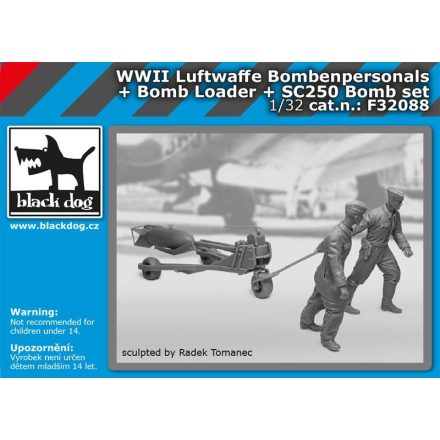 Black Dog WWII Luftwaffe bombenpersonals + Bomb loader + SC250 bomb set