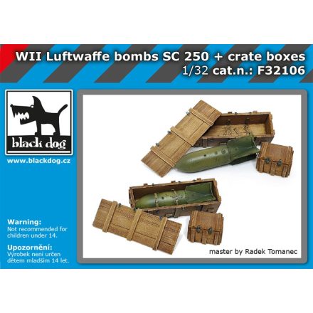 Black Dog WW II Luftwaffe bombs SC 250 + crate boxes