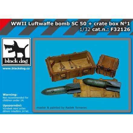 Black Dog WW II Luftwaffe bomb SC 50 + crate box N°1