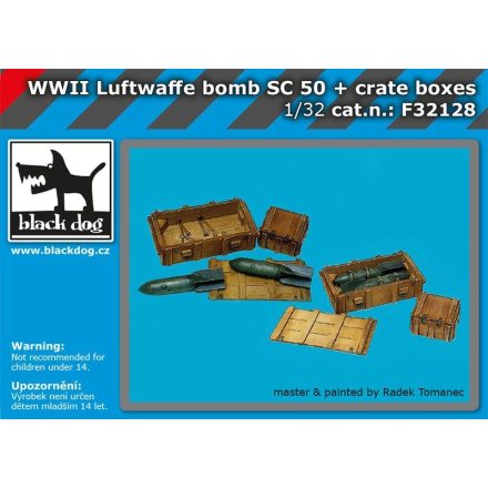 Black Dog WW II Luftwaffe bomb SC 50 + crate boxes
