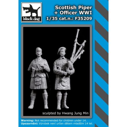 Black Dog Scottish piper + officer WWI