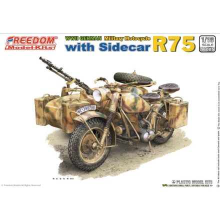 Freedom Model Kits German WWII Military Motocycle BMW R75 with Sidecar makett