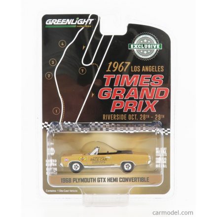 Greenlight PLYMOUTH GTX 426 HEMI CABRIOLET PACE CAR LOS ANGELES TIMES GRAND PRIX AT RIVERSIDE INTERNATIONAL RACEWAY 1967