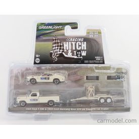   Greenlight Ford F-100 PICK-UP 1969 WITH TRAILER + MUSTANG BOSS 429 COUPE RACE VERSION 1969