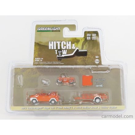 Greenlight VOLKSWAGEN TYPE 181 1973 WITH TRAILER + MOTORCYCLE INDIAN SCOUT 1920