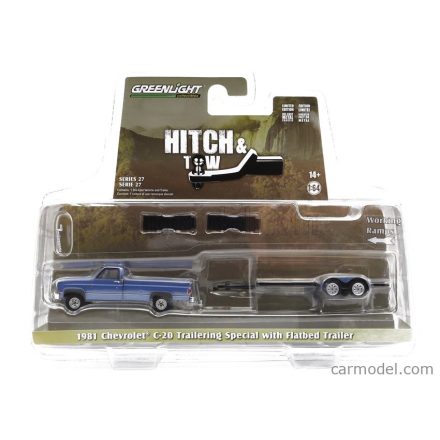 Greenlight CHEVROLET C-20 PICK-UP 1981 WITH TRAILER CAR TRANSPORTER