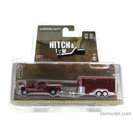 Greenlight Ford F-150 XLT PICK-UP 2019 WITH LIVESTOCK TRAILER